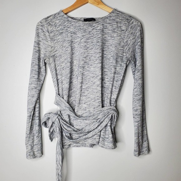 J. Crew Belted Cross Back Long Sleeve Top Gray Size XS - Picture 8 of 8